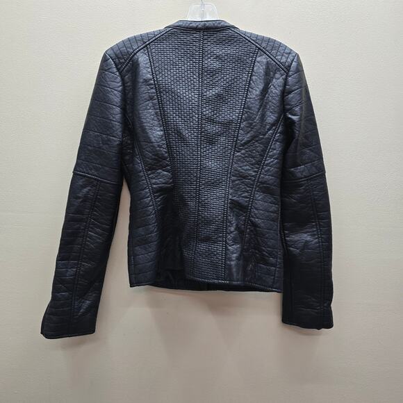 Guess Jazmine Saint Moto Vegan Leather Jacket Biker Classic Black Size Small - Picture 2 of 10